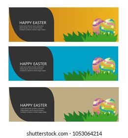 set of easter celebration banner illustration template vector