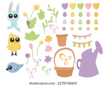 set of easter characters spring elements vector constructor