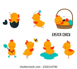 Set with easter chick character