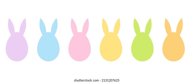 set of easter colored eggs with bunny ears