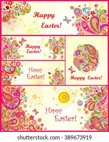 Set of Easter colorful banners