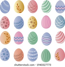 Set of Easter colorful eggs. Vector Illustration.