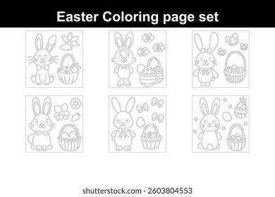 Set of Easter Coloring Page