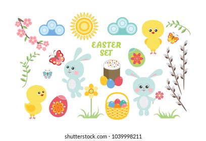 Set Easter Cute Cartoon Characters Design Stock Vector (Royalty Free ...