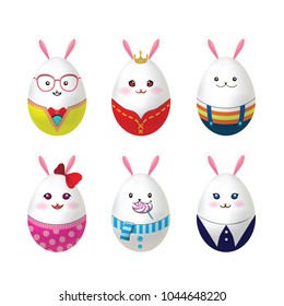 Set of Easter, cute rabbit eggs. Illustration