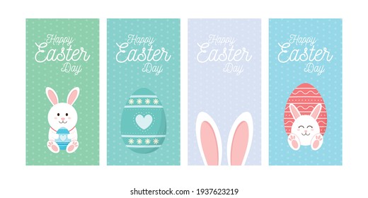 Set of easter day background vector illustration.Usable for Banners, posters, cover design templates, social media stories wallpapers.