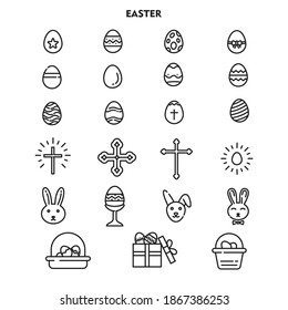 Set Of Easter Day Icon. Easter Day Silhouette sign logo vector