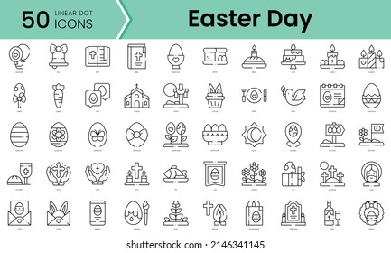 Set of easter day icons. Line art style icons bundle. vector illustration