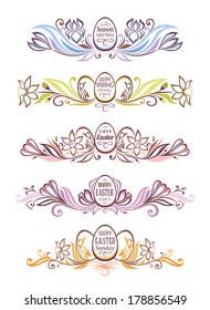 Set of easter decorative borders