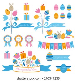 Set of easter design elements