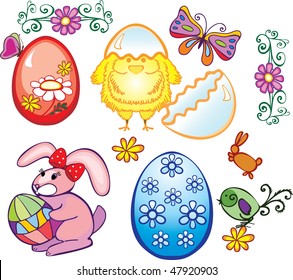 set of easter design elements