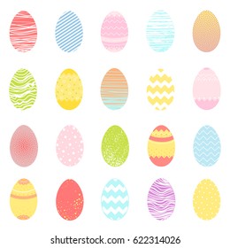 Set of easter different colorful eggs.Easter holiday hand drawn elements perfect for prints, flyers,banners,invitations,special offer and more. Easter eggs icons.Vector illustration.