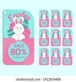 set of easter discount sale tag with rabbit illustration best for boost your product promotion sale