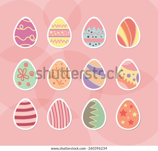 Set of easter egg decoration cute\
design elements vintage dividers. Vector illustration. \
