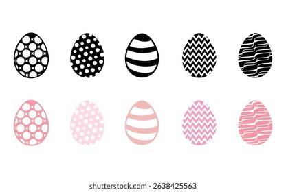 set of easter egg design, vector, isolated on transparent background