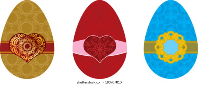 Set of easter egg with floral ornament