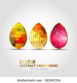 Set easter egg golden pink green color. Pattern design, card, banner. Vector EPS 10 illustration.