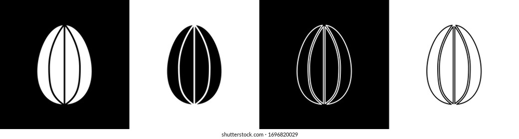 Set Easter egg icon isolated on black and white background. Happy Easter.  Vector Illustration