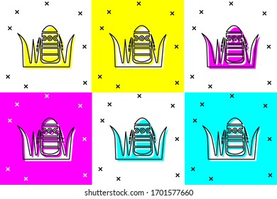 Set Easter egg icon isolated on color background. Happy Easter.  Vector Illustration