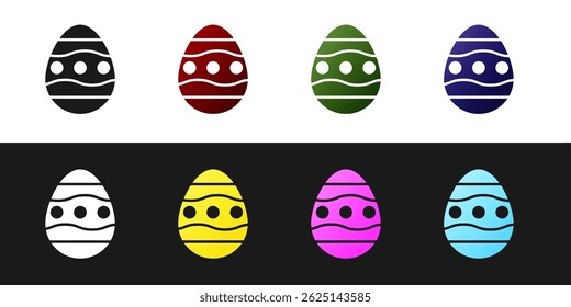 Set Easter egg icon isolated on black and white background. Happy Easter.  Vector Illustration