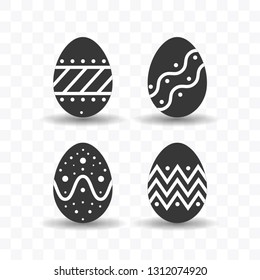 Set of easter egg icon simple silhouette flat style vector illustration on transparent background.