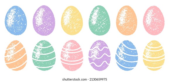 Set of Easter egg stamps with grainy texture
