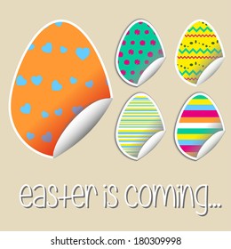 Set of EASTER egg stickers. Editable vector eps10