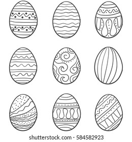 Set of easter egg vector art doodles