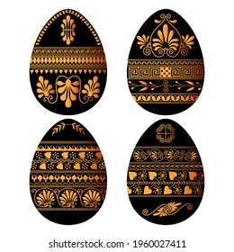 Ostereier-Set mit antikgriechischem Design, Vektorgrafik	
