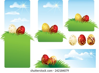 Set of  easter eggs banners  