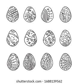 Set Easter Eggs Black White Doodle Stock Vector (Royalty Free ...