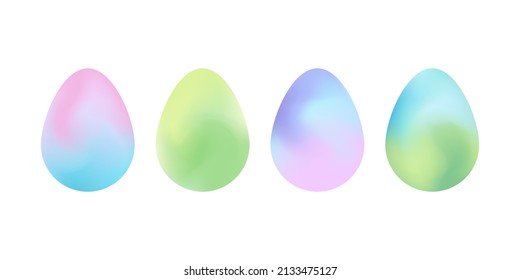 Set Ostereier mit unscharfem Farbverlauf. Farbverlauf-Osterkollektion für Ihr Urlaubspaket. Vektorgrafik.
