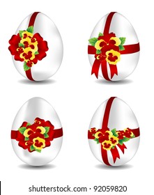 set of easter eggs with bows