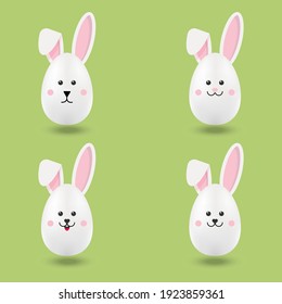 A set of Easter eggs in bunny ears. Cute Easter bunny . vector illustration.Pink Bunny