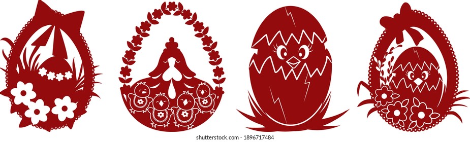 Set of Easter eggs with characters for cutting, stamping and decoration