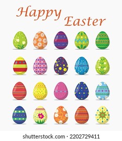 set of easter eggs collection colorful icon vector illustration EPS10