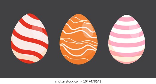 Set Easter eggs, collection of vector illustration in cartoon style, isolated.