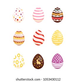 Set Easter eggs, collection of vector illustration in cartoon style, isolated.