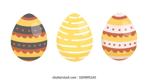 Set Easter eggs, collection of vector illustration in cartoon style, isolated.