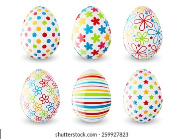 Set of Easter eggs with color patterns