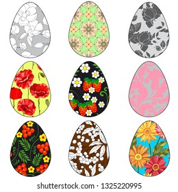 set of Easter eggs, colored Easter eggs