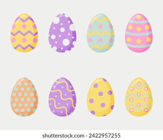 A set of Easter eggs. Colorful eggs for the bright Easter holiday