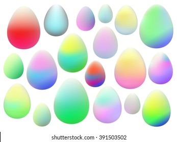 Set of easter eggs, colorful isolated vector clip art on the white background, pacqua eggs, colored eggs for christian celebration, april celebration easter, easter eggs in flat style, easter clipart