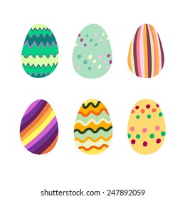 Set of Easter eggs with colorful ornamental patterns. Editable vector illustration.