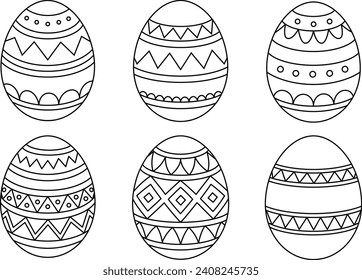 Set of Easter eggs coloring page for kids and adults