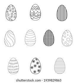 Set of Easter eggs decorated with ornaments. Happy Easter. Vector design.