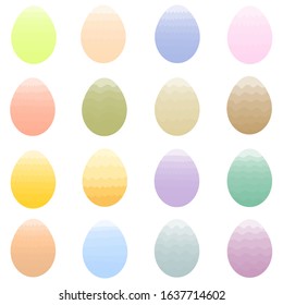 Set of Easter eggs with different colorful texture on a white background. Hand drawn. Vector illustration 