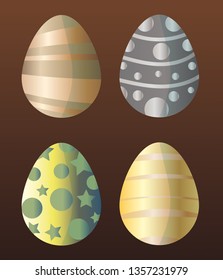 Set of Easter eggs with different colors, gradients and patters.