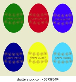 Set of Easter eggs of different colors.Vector illustration