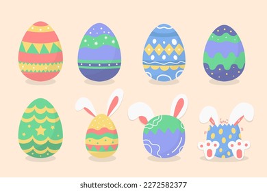 Set of Easter eggs with different design. 